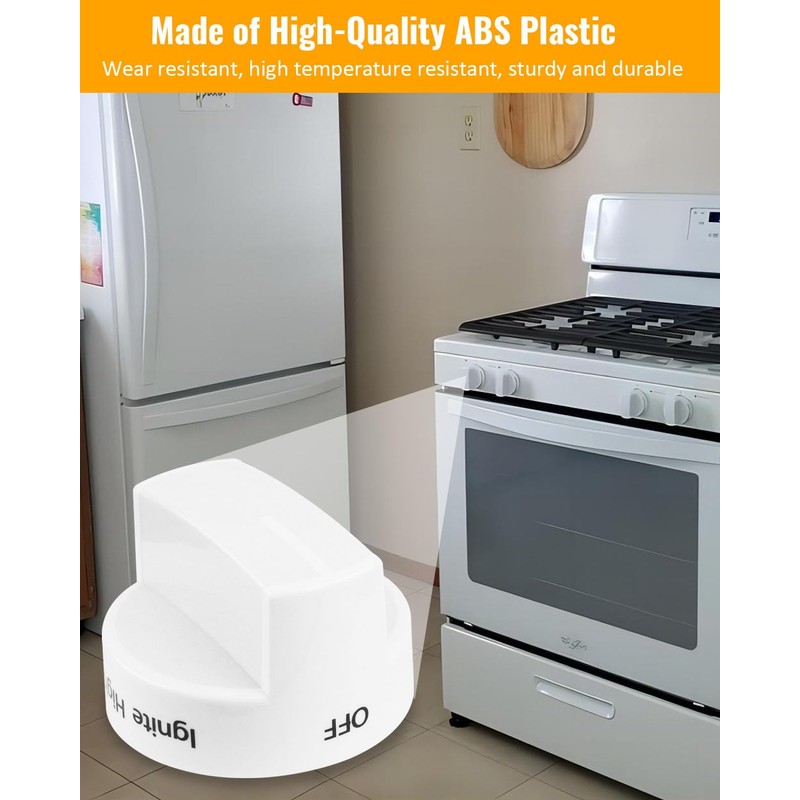 4Pack Fit for Whirlpool Gas Stove Knobs Replace #WPW10339443 AP6019878