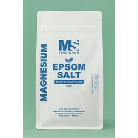 MS Finechem Sulfato De Magnesio (Sal De Epsom) 100% Puro, Natural Y Orgánico, Grado Usp - 1 Libra