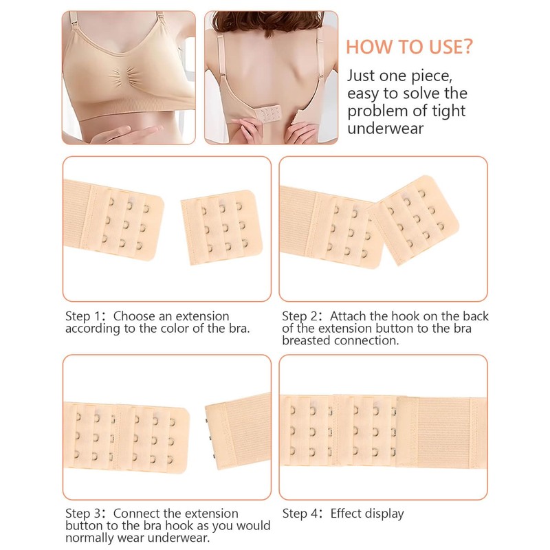 JELIEE 4 PCS Women's Bra Extenders 3 Hooks Stretchy Bra