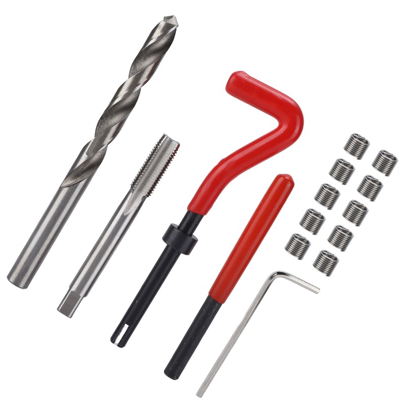 15 Pcs Thread Repair Tool Kit M10x1.25mm Metal Threaded Inserts
