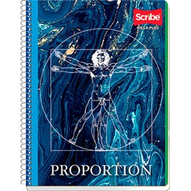 Scribe, MEGA PLUS, Cuaderno Profesional Espiral Sencillo de Pasta Semi Rígida, Cuadro Grande C.7 de 100 Hojas (Diseño de Portada Aleatorio)