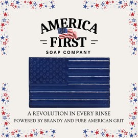 America First Soap Company, Make America Clean Again Soap Bar with spiced brandy fragrance, 5 oz, American Flag Design, Natural Ingredients