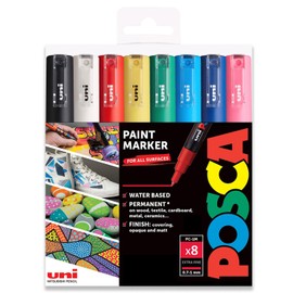 Posca - PC-1M Art Paint Markers - Set of 8 - in Plastic Wallet (Essential Tones)