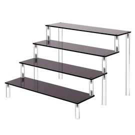 Acrylic Riser Display Stand, Black 4 Tier Cupcake Stand Display Risers Shelf Perfume Cologne Organizer Compatible with Funko Pop Food Dessert Makeup Skincare Cosmetics Lotion Organizer (1 PACK)