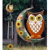 BANBERRY DESIGNS Owl Windchime Garden Welcome - Colorful Owl with