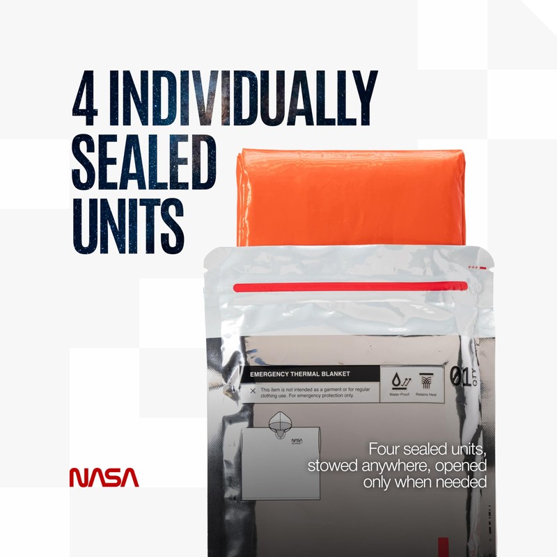NASA Emergency Poncho – Anti-Tear Mylar™ Blanket (4-Pack, Solar Orange)