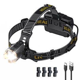 Weejunki 2,000 LM Rechargeable Headlamp, 90° Adjustable Head Lights for Forehead, Headlamps for Adults Rechargeable, IP68 Waterproof Head Lamp for Hunters for Outdoor Camping, Hunting, Running