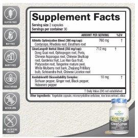 Ridgecrest Herbals ClearLungs Sport Oxygen Intake Lung Support 60 Capsules 8/26^