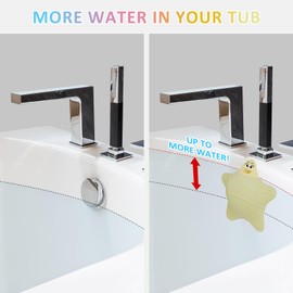 Bathtub Overflow Drain Cover, Silicone Tub Overflow Drain Cover, Soak Bathtub Drain Cover Stopper with Suction Cups, Cute Bathroom Spa Accessories Adds Inches of Water for Deeper Bath (Ivory)