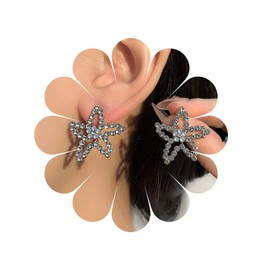 Cybche Boho Strass Stern Ohrringe Silber Kristall Stern Ohrstecker Cz Seestern Ohrstecker Große Hohle Stern Ohrringe Stern Cubic Zirkonia Ohrringe Schmuck Für Frauen