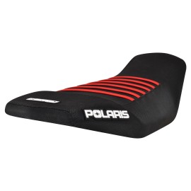 Enjoy Mfg 2013-2025 Polaris Scrambler 850 1000 Seat Cover   all BLACK/RED ribs LOGO #347