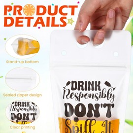 Nuenen 500 Pack Plastic Drink Pouches with Straws Funny Saying Disposable Juice Bags for Adults alcohol Stand up Zipper Drinking Pouches for Smoothie Coffee Tea Bar Brewery Birthday Party, 2 Styles
