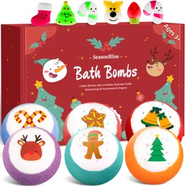 SeasonBliss Bath Bombs for Kids with Surprise Inside,Gift Sets with 6 Pack Bubble Bath Bomb for Girls and Boys, Nice Christmas Gifts for Kids