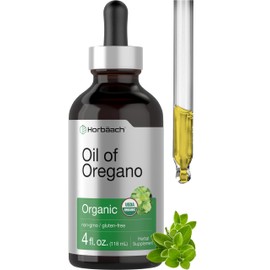 Horbäach Organic Oil of Oregano Drops 4 fl oz Liquid | Vegan | Non-GMO, Gluten Free