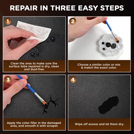 BUDOCI Leder Reparatur Set, Fiussigleder Reparatur Creme Set Schwarz Leder Repairing kit für Auto Lederlenkrad Sofa Jacke Geldbörse Gürtel Schuhe Kunstleder Kratzer Risse