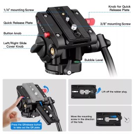 Victiv Tripod Camera Tripod 72 Video Tripod with Fluid Head Aluminum Heavy Duty Tripo