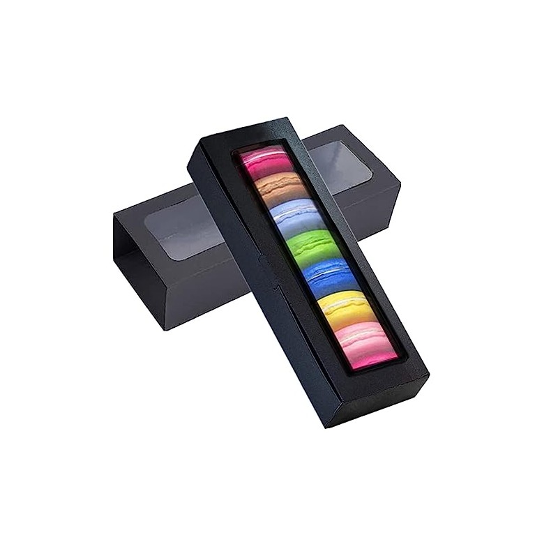 GUIFIER 30 Pack Kraft Macaron Boxes with Window, Small Macaron