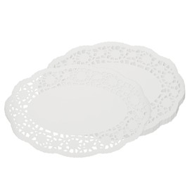 sourcing map 140pcs Paper Doilies, 12.6" x 8.3" Oval Lace Doilies Disposable Paper Placemats for Christmas Tableware Decoration White