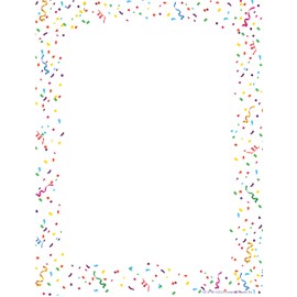 SHAPES ETC. 50 Sheets Confetti Designer Paper 8.5in x 11in Celebrations Birthday Invitations Party Invites Newsletters Flyers Writing Activities Letters Classroom Celebration Computer Paper