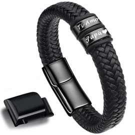 Gkmamrg Dad Bracelet Engraved "Ti Amo Papà" DAD Leather Bracelet Gift for Dad, Leather