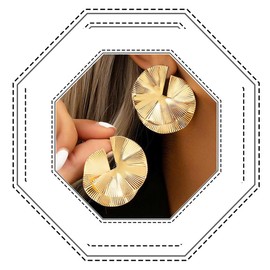 Jovono Punk Geometric Earrings Gold Exaggerated Fan-shaped Dangle Earrings Irregular Hoop Earrings for Women and Girls, /