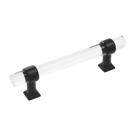 Hickory Hardware 1 Pack Solid Core Kitchen Cabinet Pulls, Luxury Cabinet Handles, Doors & Dresser Drawers, 3-3/4 Inch (96mm) Hole Center, Crysacrylic with Matte Black, Crystal Palace Collection