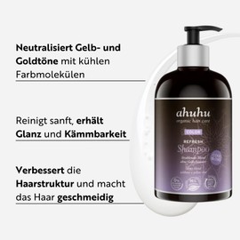 ahuhu ahuhu COLOR REFRESH Shampoo Cool Blond (500ml) – Silbershampoo Anti Gelbstich für blondes & graues Haar, Feuchtigkeit & Haarpflege, vegan & silikonfrei