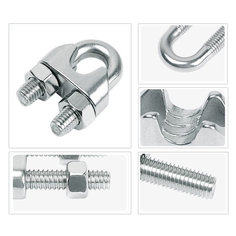 Pack of 20 Wire Rope Clamps, M2 Rope Clamps, Stainless