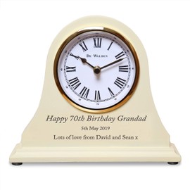 De Walden Grandad's 70th Birthday Engraved Wooden Mantel Clock Beige 18cm x 15cm Granddad Seventieth