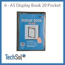 6 A5 Display Book Presentation Folder 20 Pocket - Black