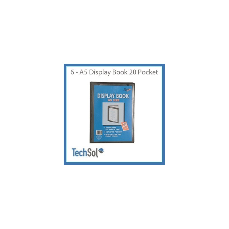 6 A5 Display Book Presentation Folder 20 Pocket - Black