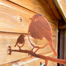 Robin Baby Bird Feeder Hanger Steel Copper Effect Garden Bracket Antique Style 23cm