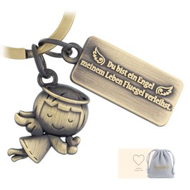 QINJIEJIE Guardian Angel Key Ring Women Small Angel Key Ring as Gifts for Women, Antique bronze