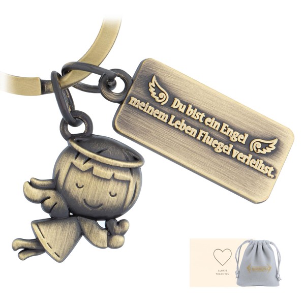 QINJIEJIE Guardian Angel Key Ring Women Small Angel Key Ring