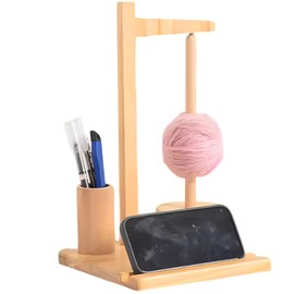 SQAQS Wood Wool Rotating Support, Strong Load Bearing, Wooden Yarn Holder, Hook Storage and Spinner - Gift for Crochet Lovers, Crochet Yarn Holder with Spindles Yarn Ball Holder Spinner Accessories