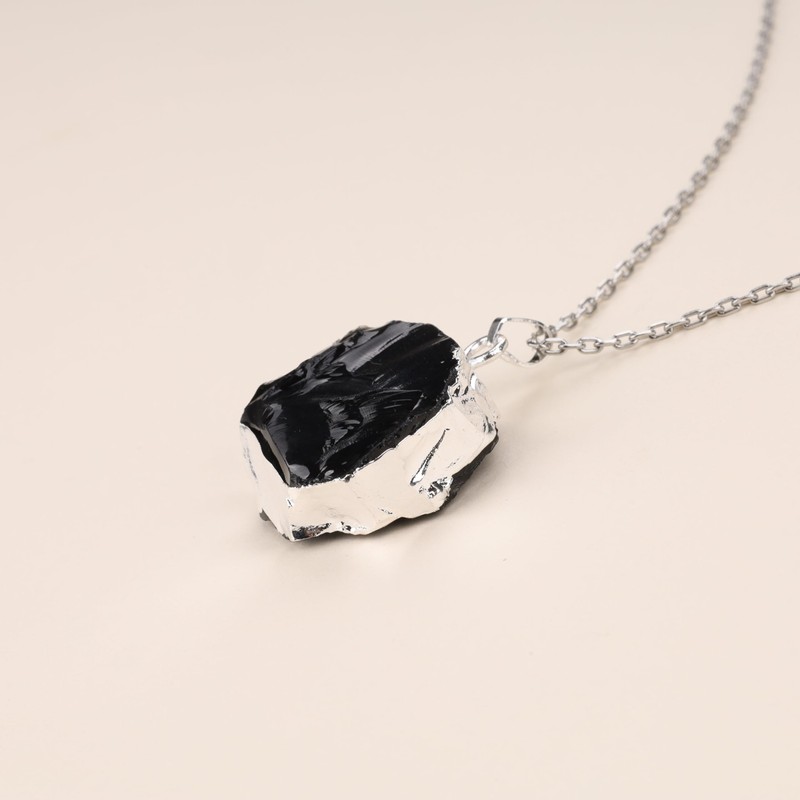 COAI Healing Raw Crystal Necklace for Women, Stone, Obsidian