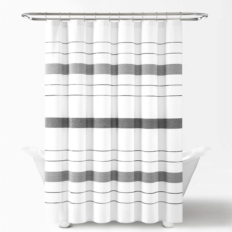 Lush Decor Chic Stripe Yarn Dyed Cotton Blend Shower Curtain