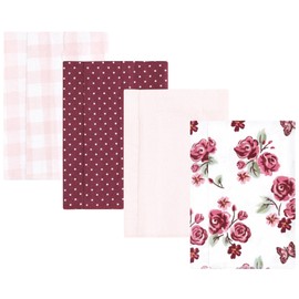 Hudson Baby Unisex Baby Cotton Flannel Burp Cloths, Sweet Roses, One Size