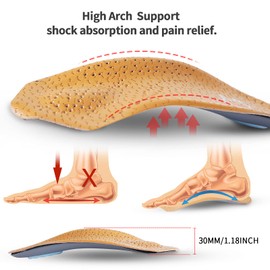 Plantillas masculinas y femeninas 3 / 4 plantilla de soporte de arco de pie con Fascitis plantar larga - plantilla de corrección - plantilla de alivio del dolor con espinas en el talón plano s (hombres 5,5 - 7 / mujeres 7 - 8,5)