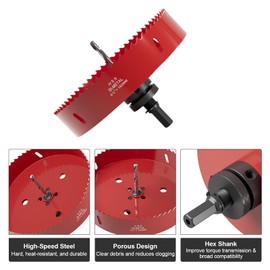 6-3/8 Inch M42 HSS Hole Saw - 162mm Bi-Metal Hole Cutter, Hex Shank Hole Saw Drill Bit, Hole Saw Tools for Wood, Plywood, Plastic, Gypsum Board, Various Thin Metal Sheets