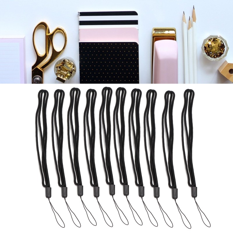 10pcs Neck Lanyard Black Polyester Badge Holder for Students Staff