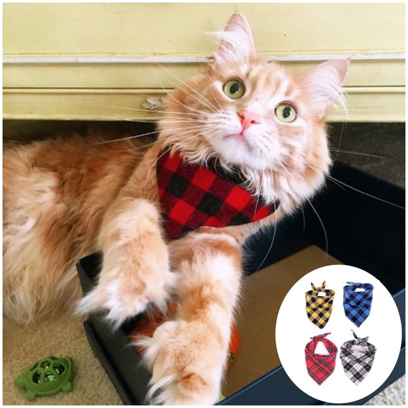 2 Pack Dog Bandana,Cat Bandanas,Washable Adjustable Triangle Pet Scarf Bibs