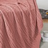Aormenzy Dusty Pink Cable Knit Throw Blanket Oversized, 60" x