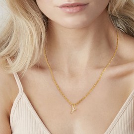 Joo&Rind Women's Gold Necklace with Letter Pendant, Bright French Necklaces with Diamonds, 18 Gold-Plated Chains, Hypoallergenic Jewellery, Women's Gifts for Women, Stainless Steel