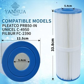 YANHUA Spa Filters for Hot Tub Filter Replacement for Pleatco PRB50-IN,for Unicel C-4950, for Filbur FC-2390, for Darlly SC706, for 50 sq. ft. Hot Tub Filter Cartridge (PRB50-1PCS)