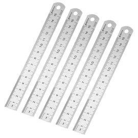 Straight Ruler 15cm 6 Inch Metric Stainless Steel Measuring Tool with Hanging Hole 5pcs 6 inch ruler 6 steel ruler