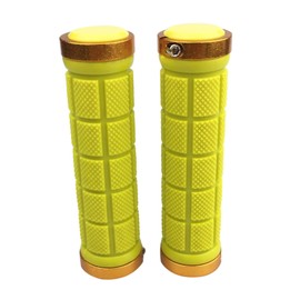 PLATT Bicycle Grip Cover Durable Anti-Slip Professional Mountain Bike Handle Non Grip Cover 1 Pair 22.2mm Inner Diameter End Cap with Hex Key Yellow