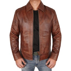 Vintage Leather Jacket - Chaqueta De Cuero Marron Para Hombre| Jhn Wck Brown - XL