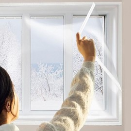 Transparent PVC Vinyl Window Wind Blocker & Draft Stopper - White, for Balcony & Living Room Cold Protection Windproof Vinyl