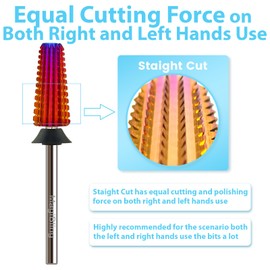 MagiBling Straight Cut Nail Drill Bits, Tapered 3/32'' Professional Safety Tungsten Carbide Nail E-file Bit, Two-way Rotation, Manicure Cuticle Hard Gel Removal Polishing, Extra Coarse.